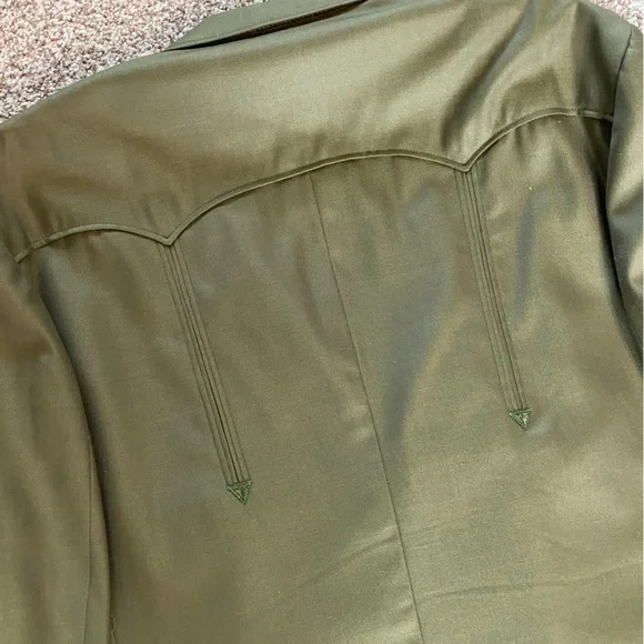 Vintage Lasso Western Jacket, 44R, Olive Green, Wool & Silk, 70s, Retro, Cowboy - Picture 5 of 10